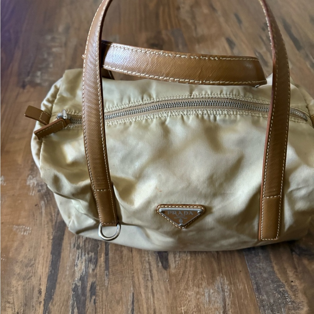 Prada Beige Nylon Shoulder Bag